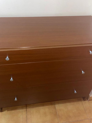 Bedroom furniture set with dresser and 2 nightstands, dark wood finish