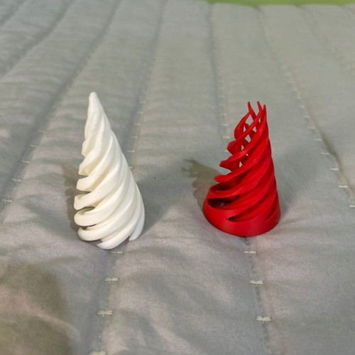 3D Printed Spiral Cone Fidget Toy, red and white