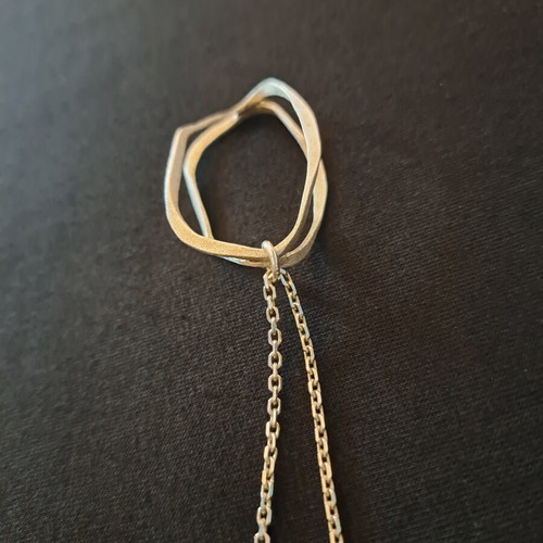 Minimal long necklace with sculptural silver 925 motif