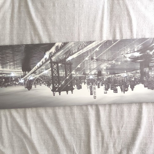 Panoramic LED Wall Art 90x30 Manhattan Bridge Black and White like new