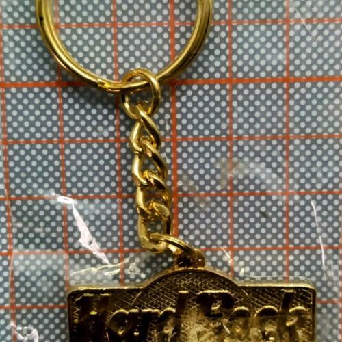 Hard Rock Cafe Stockholm vintage collectible keychain new, multicolor, gold-tone