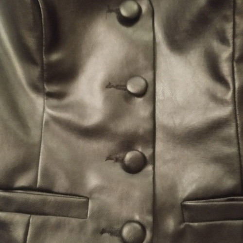 Zara black faux leather vest new with covered buttons
