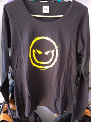 Smiley long-sleeve Fruit of the Loom shirt new, size M, black