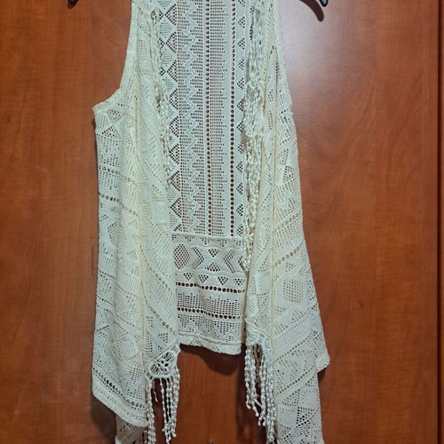 Kaftan beachwear short asymmetrical lace beige like new