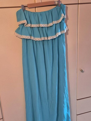 Plus Size Strapless Dress like new, petrol color, long for weddings