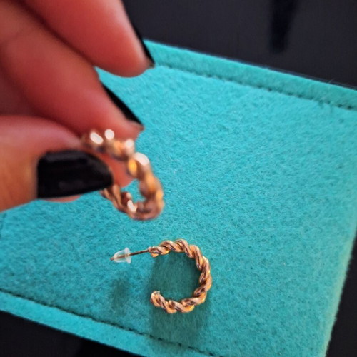 Twisted hoop stud earrings, gold tone
