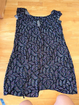 Black dress size L with floral pattern