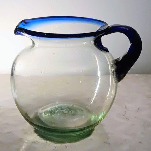 Handmade large pitcher from thick blown glass, new