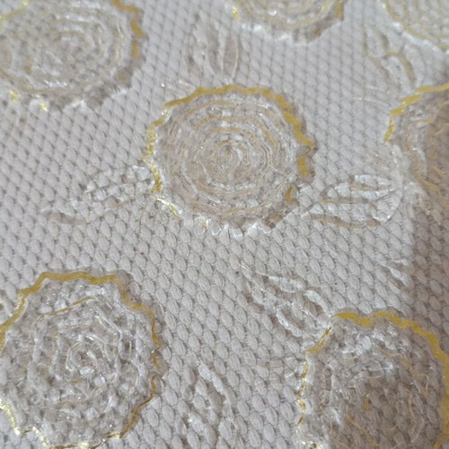 Vintage glass decorative plate with embossed flowers new