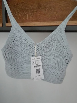 Stradivarius knitted crop top blue new size S