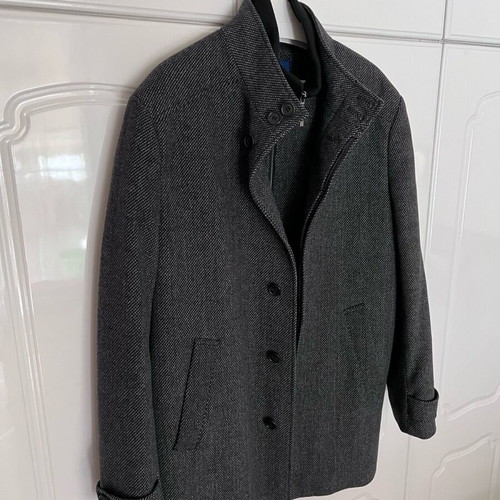 Moss coat with lining like new, size L, dark gray