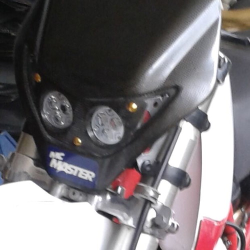 Motorbike carbon headlight mask with lights new