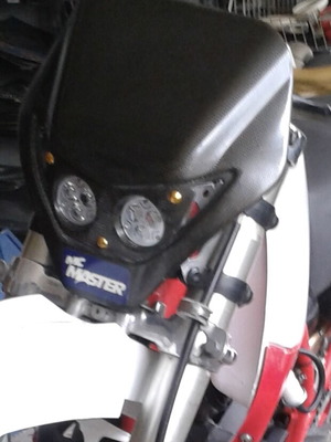 Motorbike carbon headlight mask with lights new