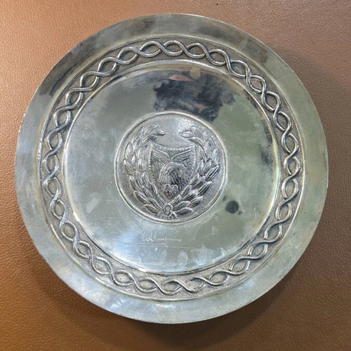 Collectible Silver Plate by V. Kyprianou 1960 like new, historic