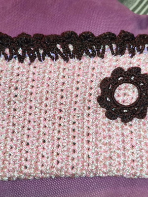 Handmade knitted wallet bag new pink and brown