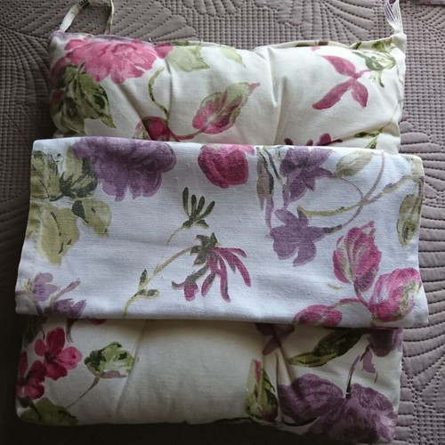 Romantic cotton curtains two panels with rings, like new, 135×240 cm, gift table runner and chair cushion