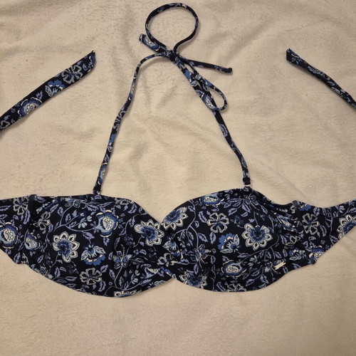 Pepe Jeans bikini top blue floral new, size L