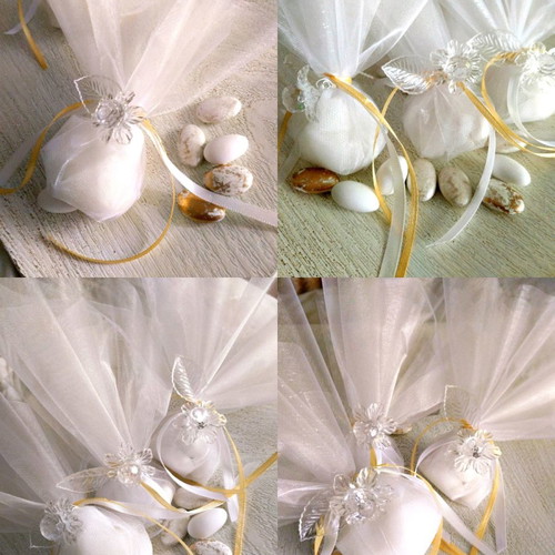 Handmade wedding favors new with crystallized flower and organza tulle