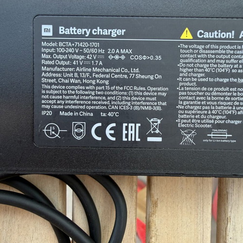 Original Xiaomi Mi BCTA+71420-1701 charger for Mi Scooter