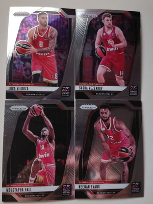 Κάρτες Olympiacos Players Silver Prizm, σετ 4 νέες