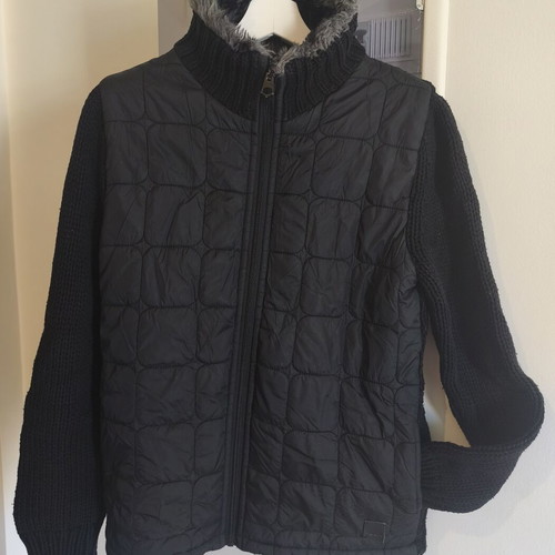 Tom Tailor men's jacket-sweater large slim with knit sleeves and quilted lining