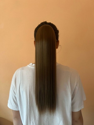 Light chestnut hair extension ponytail new, 60 cm, 100 g