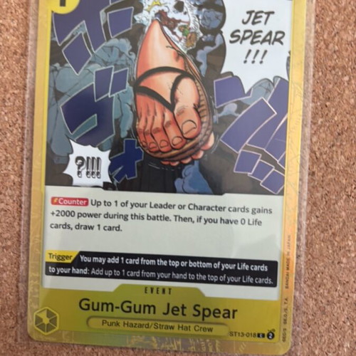 One Piece card Gum Gum Jet Spear like new