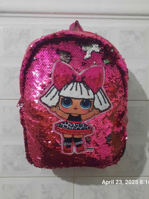 LoL children's bag used with sequins in fuchsia color