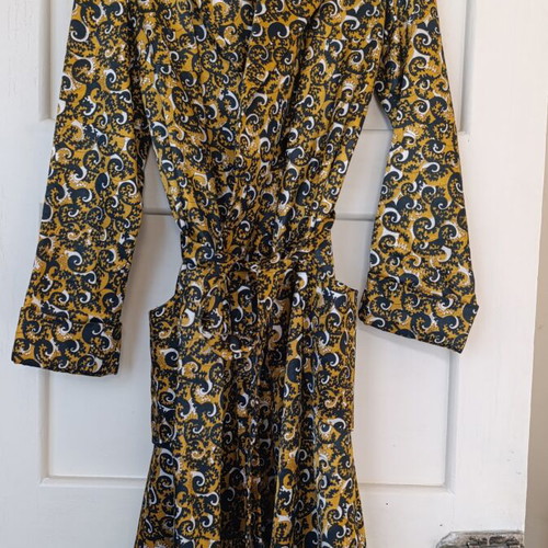Vintage Handmade Paisley Wrap Dress like new, black and gold