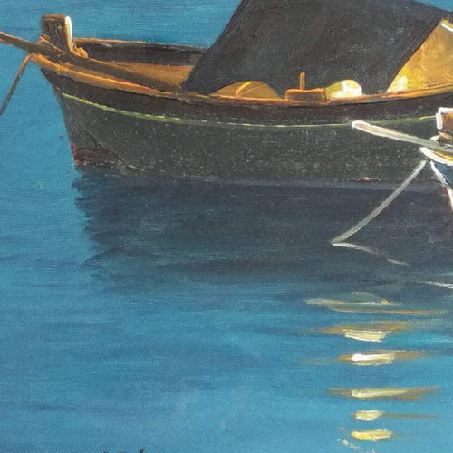 Painting N. Vrettos used 130×100 with Bourtsi Nafplio depiction