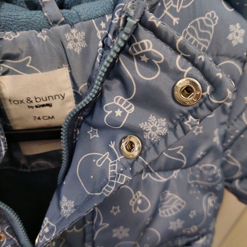 Winter baby jacket 74cm like new with hood and fleece lining