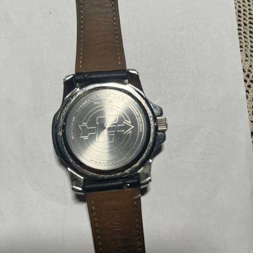 Timex Expedition Shock Resistant men's watch used, silver dial, leather strap