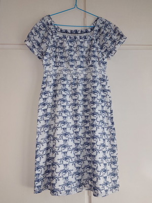 Esprit Provence Style Dress new, cotton, sizes M-L, white and blue