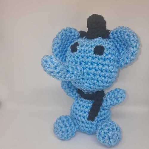 Handmade crocheted elephant doll with hat new