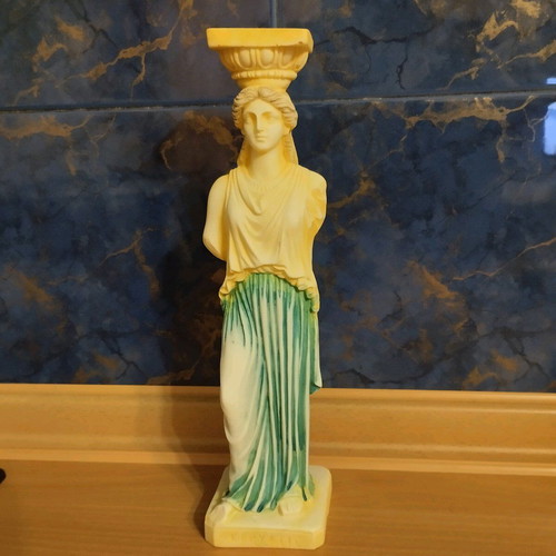 Caryatid statue like new, handmade Greek product, alabaster 24 cm