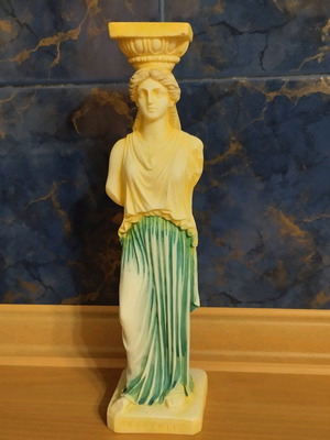 Caryatid statue like new, handmade Greek product, alabaster 24 cm
