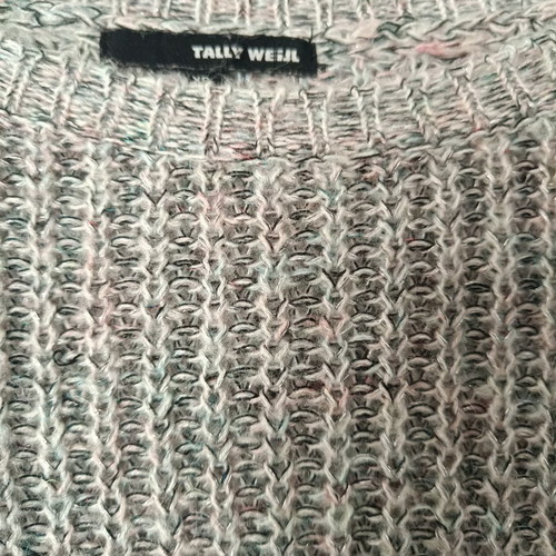 Knitted sweater like new, gray with multicolor threads