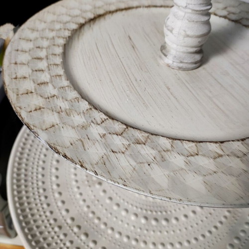 Handmade three-tier rotating serving tray with mirror like new 39x39cm