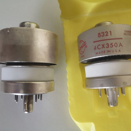 Eimac 4cx350A tubes with Johnson base and ceramic chimney, one new