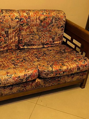 Two-seater sofa used, solid wood