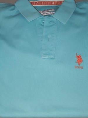 U.S. Polo Assn. men's polo shirt L, turquoise and orange
