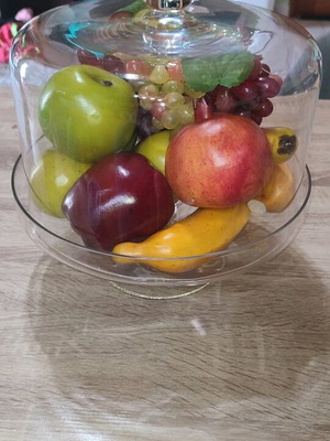 Glass cake stand with lid like new