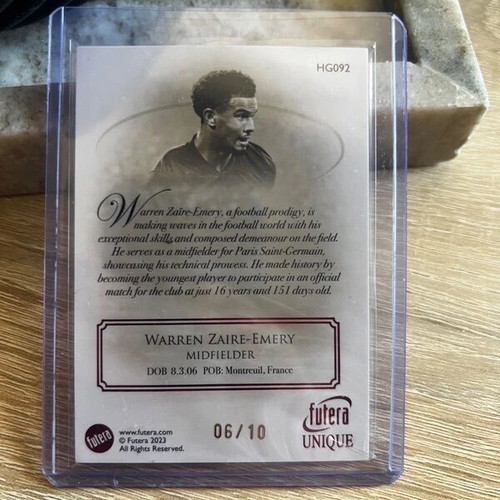 Warren Zaïre-Emery Futera Unique 2023 Heritage Ruby Parallel card like new