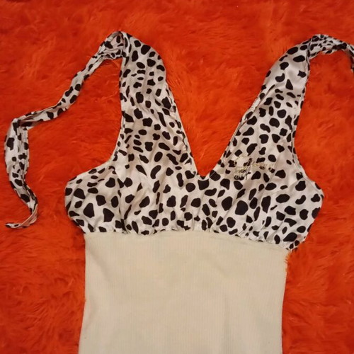 Guess off-shoulder top like new with satin animal print