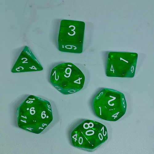 Set of 7 transparent dice for RPG and board games like new