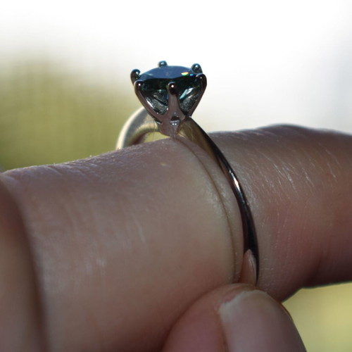 Silver Moissanite Solitaire Ring 1.00 Carat New With Certificate