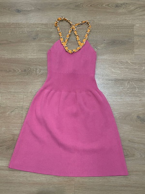 open lace back dress Hot Pink Chloe Dress
