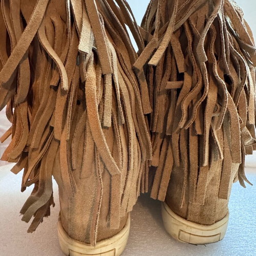Tsakiris Mallas fringe ankle boots used, size 39, beige