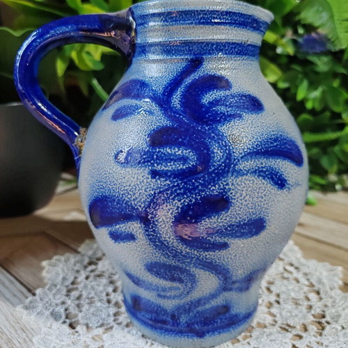 Retro German Bembel ceramic wine jug Zum Blauen Bock