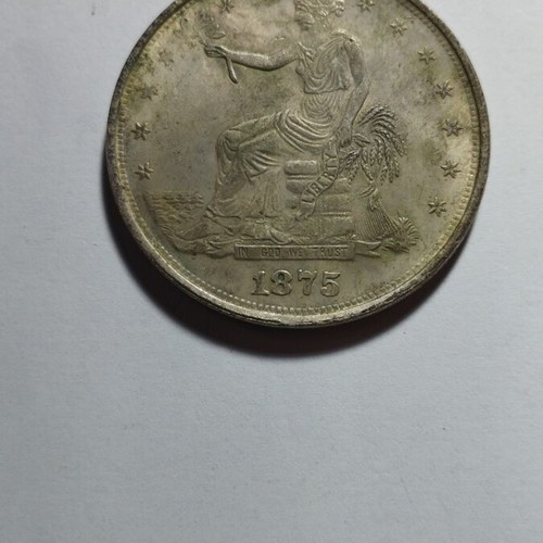 One Dollar 1875 Trade Dollar silver-plated coin used, accurate replica